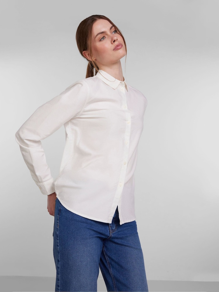 PIECES White Classic Oxford Workwear 100% Cotton Shirt - Image 1 of 4 PIECES White Classic Oxford Workwear 100% Cotton Shirt - Image 1 of 4