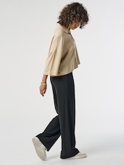ONLY Black High Waisted Wide Leg 100% Cotton Trousers - Image 3 of 9
