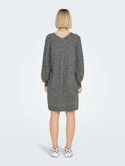 JDY Grey V-Neck Knitted Jumper Dress - Image 3 of 6