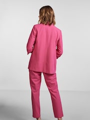 PIECES Pink Ruched Sleeve 100% Cotton Blazer - Image 3 of 5