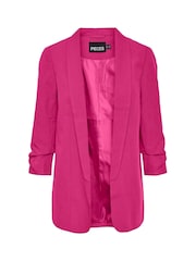 PIECES Pink Ruched Sleeve 100% Cotton Blazer - Image 5 of 5