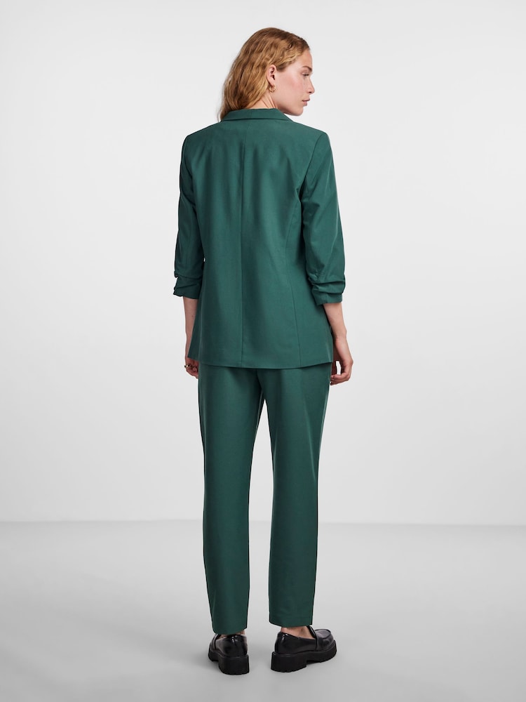 PIECES Green Ruched Sleeve Blazer - Image 2 of 5