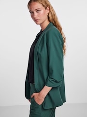 PIECES Green Ruched Sleeve Blazer - Image 4 of 5