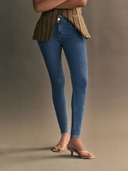 ONLY Blue Rain Regular Waist Stretch Skinny 100% Cotton Jeans - Image 1 of 7