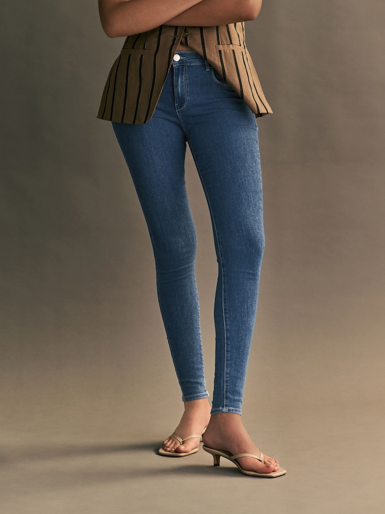 ONLY Blue Rain Regular Waist Stretch Skinny 100% Cotton Jeans - Image 1 of 7