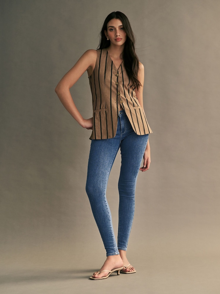 ONLY Blue Rain Regular Waist Stretch Skinny 100% Cotton Jeans - Image 2 of 7