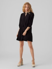 VERO MODA Black Embroidered Detail Cotton Summer Boho Smock Dress - Image 3 of 5