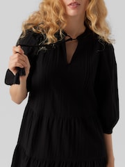 VERO MODA Black Embroidered Detail Cotton Summer Boho Smock Dress - Image 4 of 5