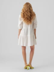 VERO MODA White Embroidered Detail Cotton Summer Boho Smock Dress - Image 2 of 5