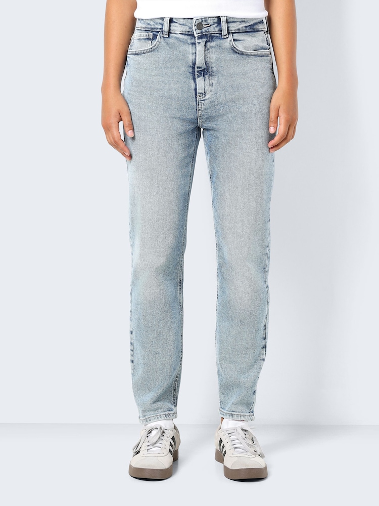 NOISY MAY Blue High Waisted Straight Leg Jeans - Image 1 of 7