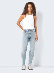 NOISY MAY Blue High Waisted Straight Leg Jeans - Image 4 of 7