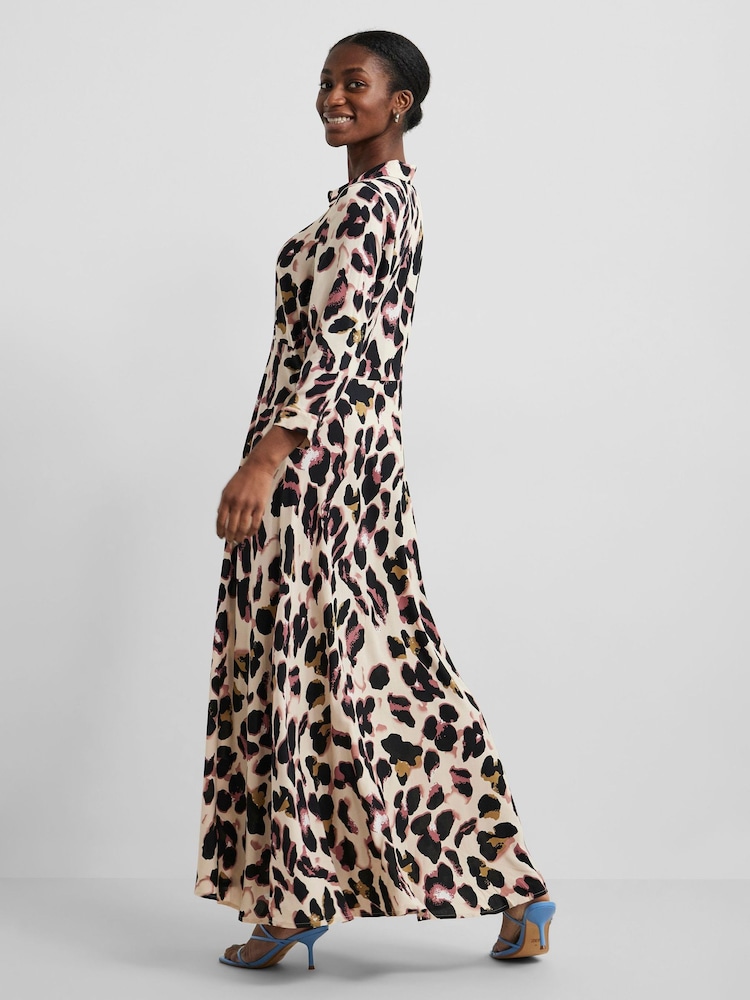 YAS Animal Maxi Length Shirt Dress - Image 2 of 6