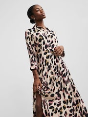 YAS Animal Maxi Length Shirt Dress - Image 5 of 6