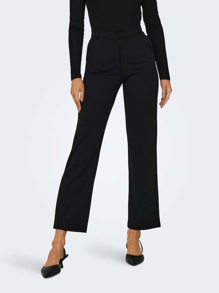 JDY Black Straight Leg Smart 100% Cotton Trousers - Image 2 of 7