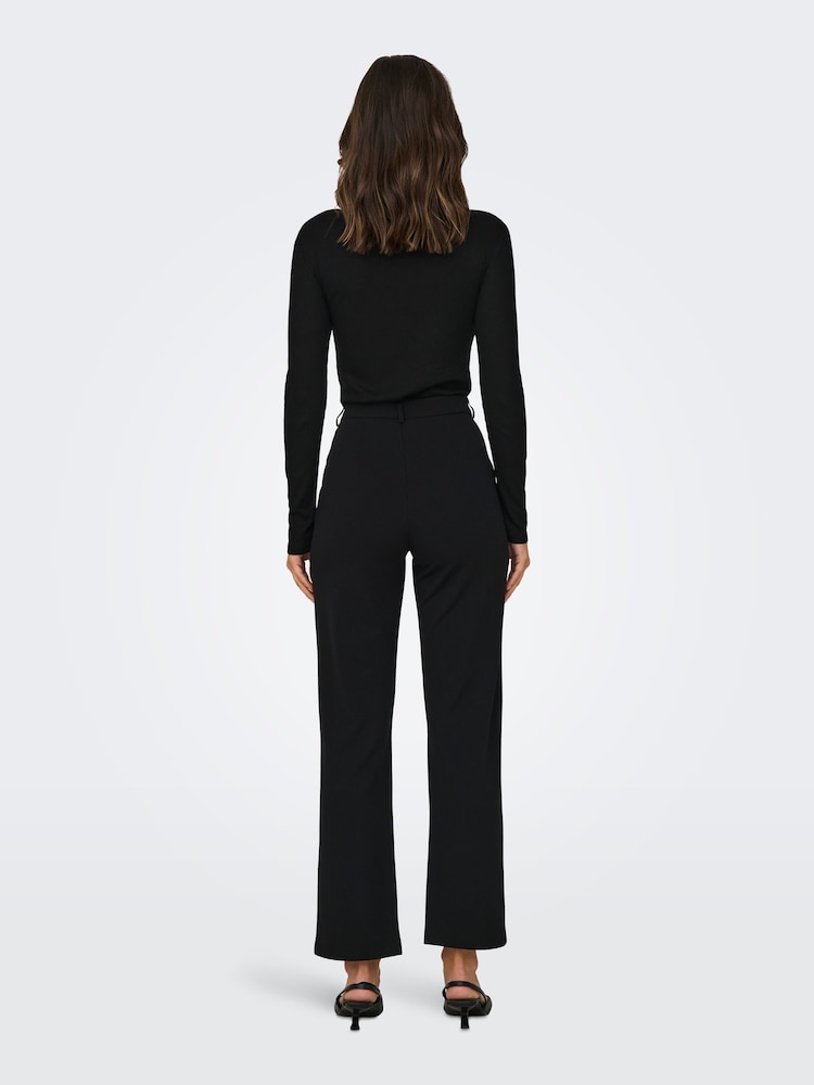 JDY Black Straight Leg Smart 100% Cotton Trousers - Image 3 of 7
