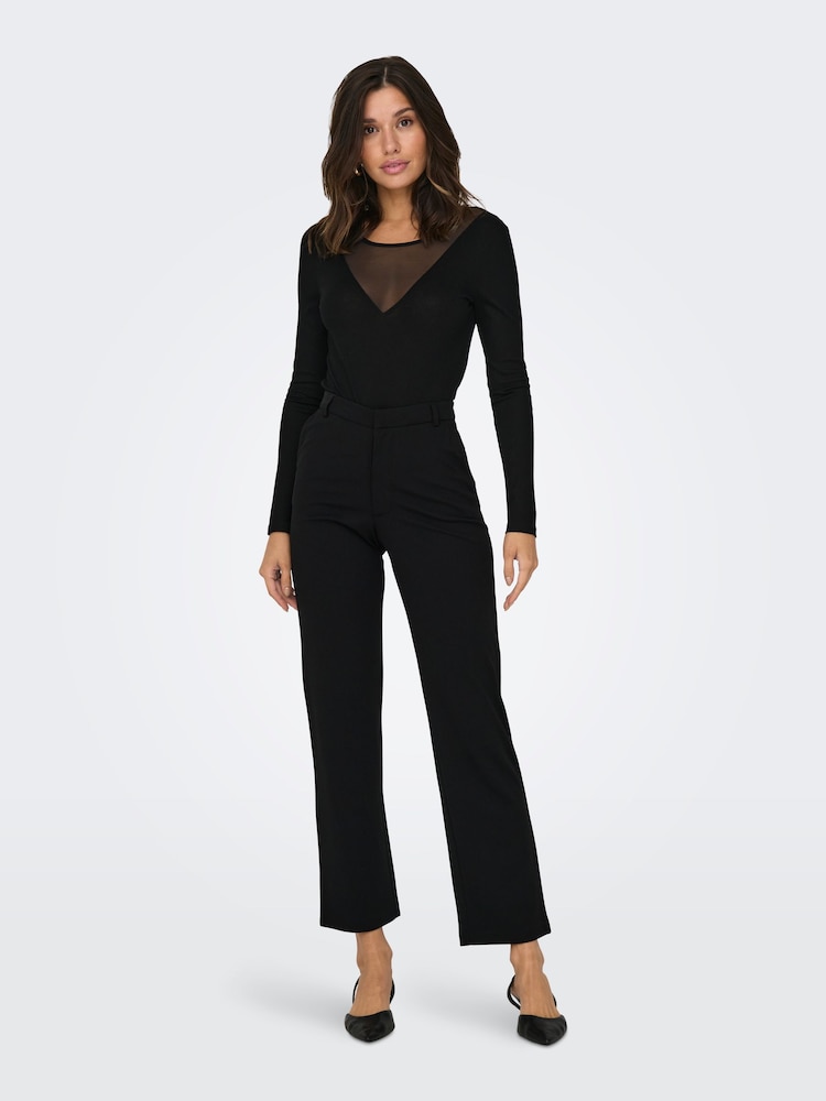 JDY Black Straight Leg Smart 100% Cotton Trousers - Image 4 of 7