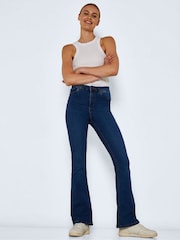 NOISY MAY Blue High Waisted Flare 100% Cotton Jeans - Image 4 of 9