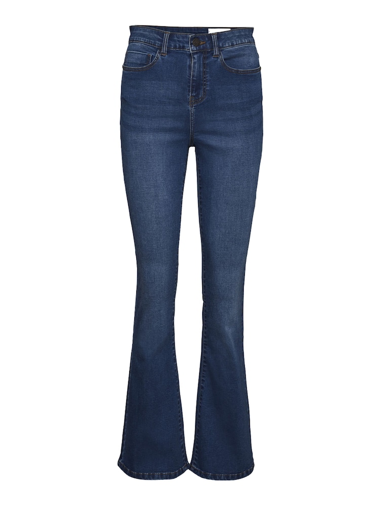 NOISY MAY Blue High Waisted Flare 100% Cotton Jeans - Image 7 of 9