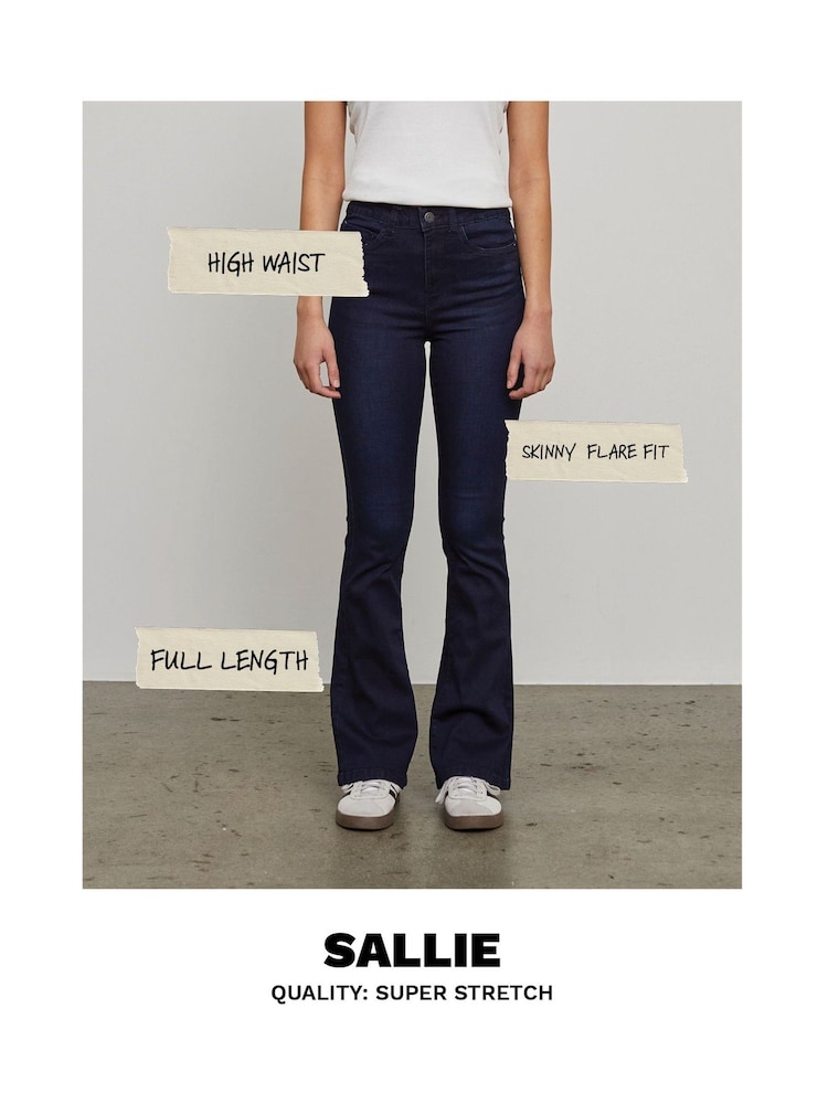 NOISY MAY Blue High Waisted Flare 100% Cotton Jeans - Image 9 of 9