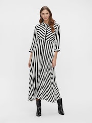 YAS Black Stripe Maxi Length Shirt Dress - Image 1 of 6