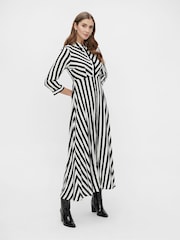 YAS Black Stripe Maxi Length Shirt Dress - Image 3 of 6