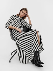 YAS Black Stripe Maxi Length Shirt Dress - Image 4 of 6