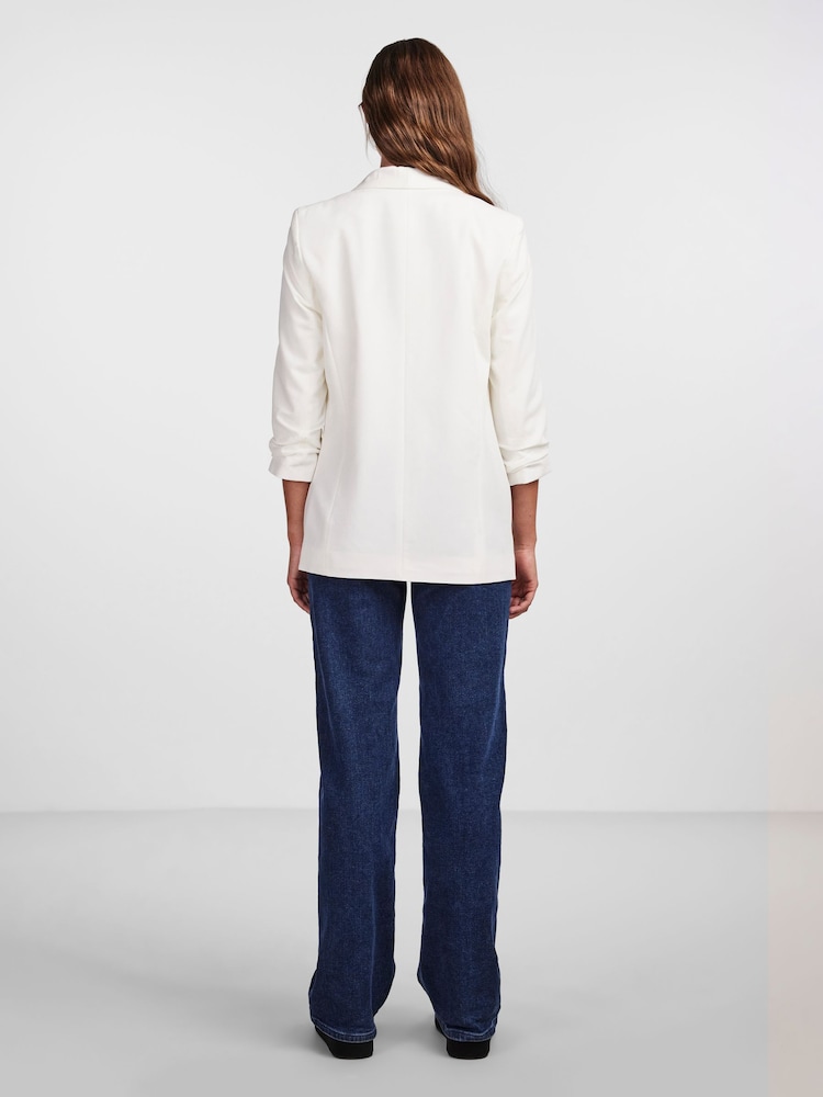 Vit - Pieces Ruched ärm Blazer - Bild 2 av 5