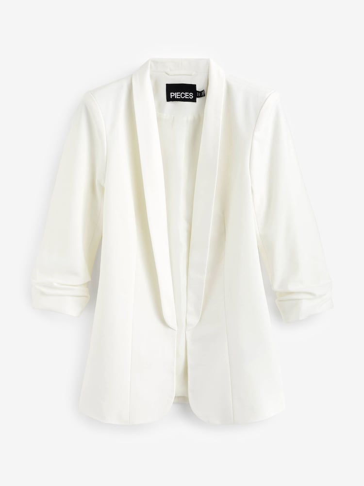 Vit - Pieces Ruched ärm Blazer - Bild 5 av 5