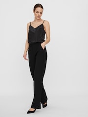 VERO MODA Black Tailored Stretch Straight Leg 100% Cotton Trousers - Image 1 of 4