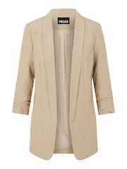 PIECES Cream 3/4 Ruched Sleeve Blazer - Image 6 of 6