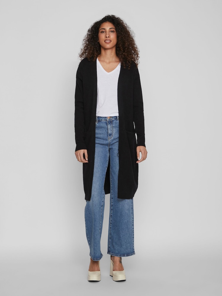 VILA Black Cosy Longline Cardigan - Image 1 of 1