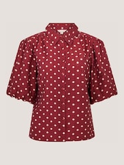 Monsoon Red Claire Puff Sleeve Polka Dot Shirt - Image 3 of 3