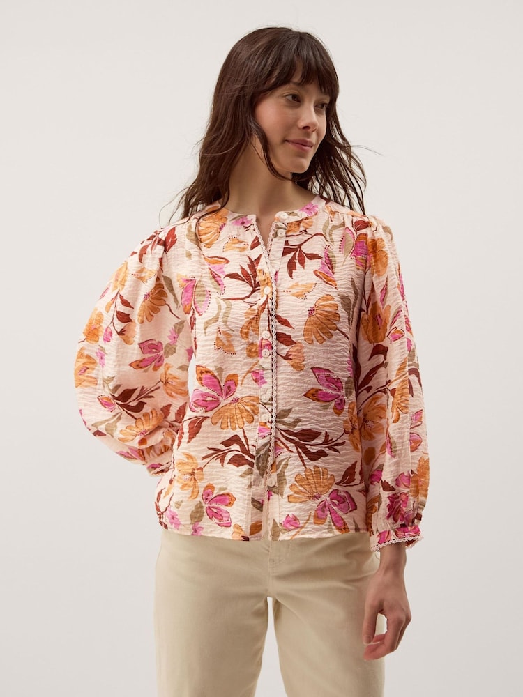 Monsoon Cream Leila Floral Print Blouse - Image 1 of 4 Monsoon Cream Leila Floral Print Blouse - Image 1 of 4