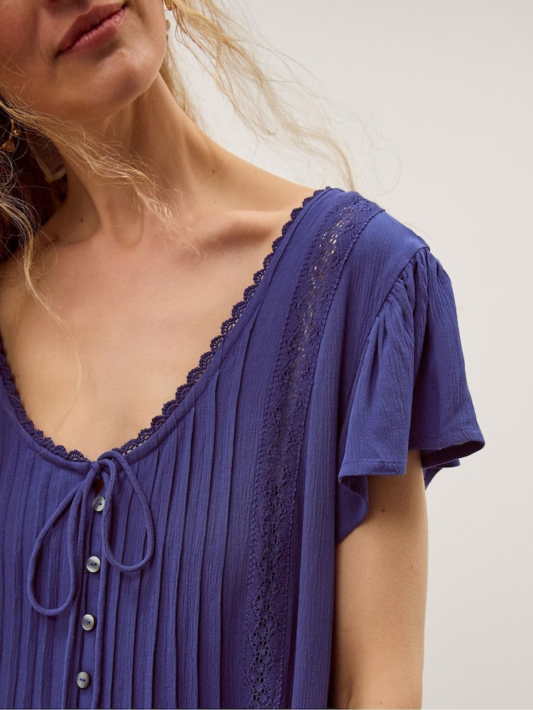 Monsoon Blue Eva Lace Culotte Jumpsuit - Image 2 of 3