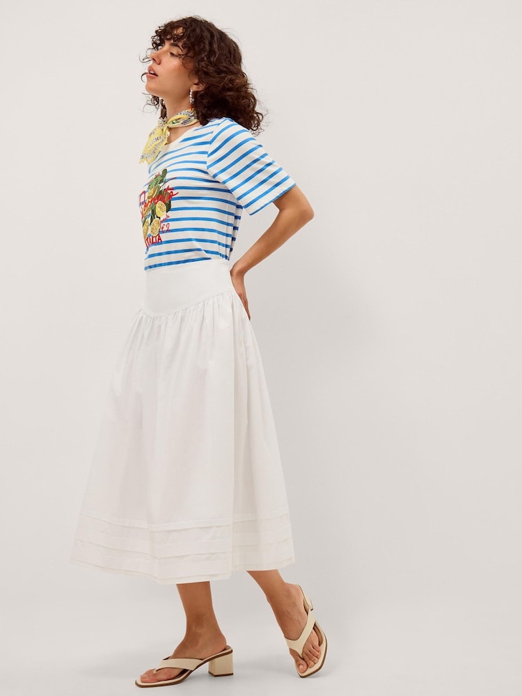 Monsoon White Nicole Cotton Midi Skirt - Image 1 of 4 Monsoon White Nicole Cotton Midi Skirt - Image 1 of 4