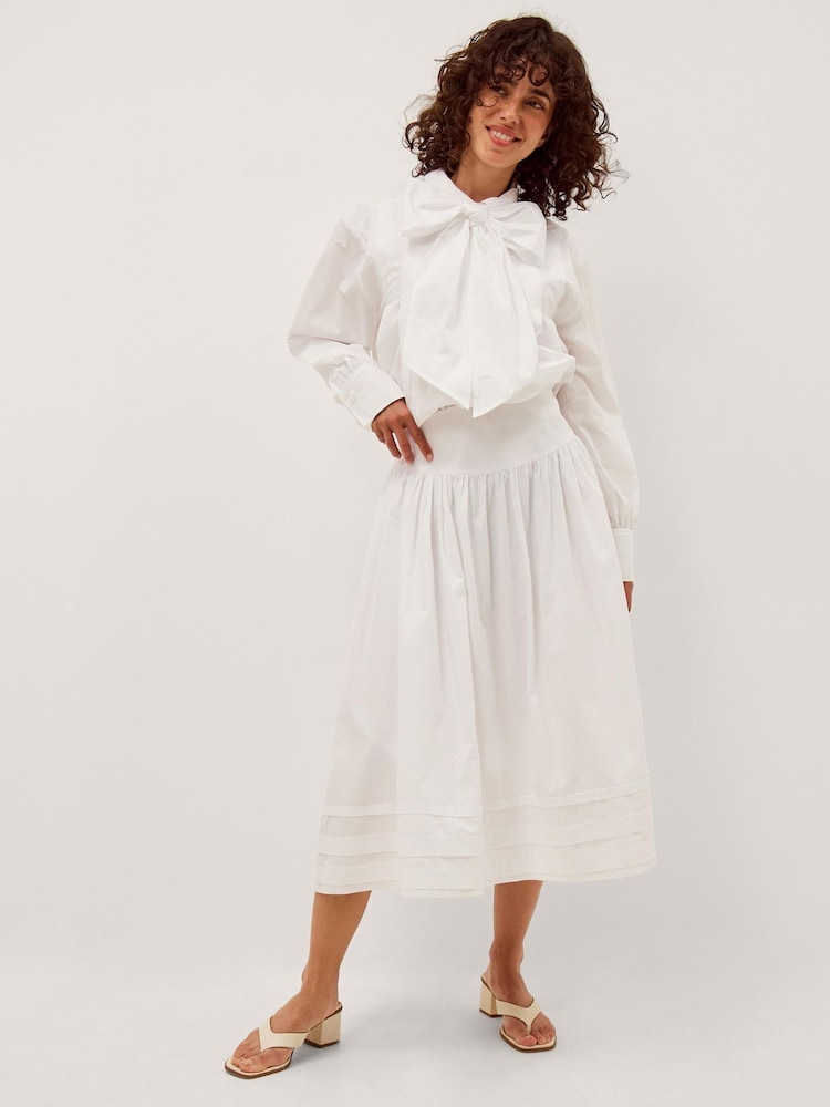 Monsoon White Nicole Cotton Midi Skirt - Image 4 of 4 Monsoon White Nicole Cotton Midi Skirt - Image 4 of 4
