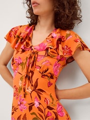 Monsoon Orange Leila Floral Print Midi Dress - Image 3 of 3