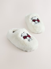 White Snoopy Faux Fur Mule Slippers - Image 1 of 5