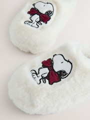 White Snoopy Faux Fur Mule Slippers - Image 3 of 5