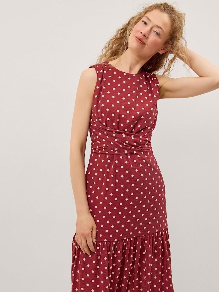 Monsoon Red Claire Polka Dot Midi Dress - Image 1 of 4 Monsoon Red Claire Polka Dot Midi Dress - Image 1 of 4