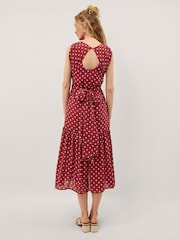 Monsoon Red Claire Polka Dot Midi Dress - Image 2 of 4