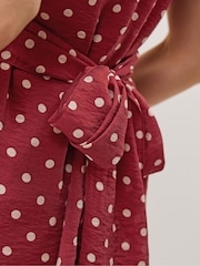 Monsoon Red Claire Polka Dot Midi Dress - Image 3 of 4
