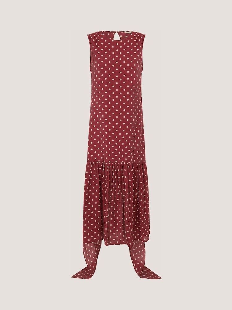 Monsoon Red Claire Polka Dot Midi Dress - Image 4 of 4 Monsoon Red Claire Polka Dot Midi Dress - Image 4 of 4