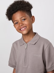 Gym King Grey Younger Kids Portals Texture Polo - Image 4 of 5