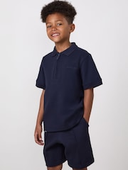 Gym King Blue Younger Kids Portals Texture Polo - Image 3 of 5