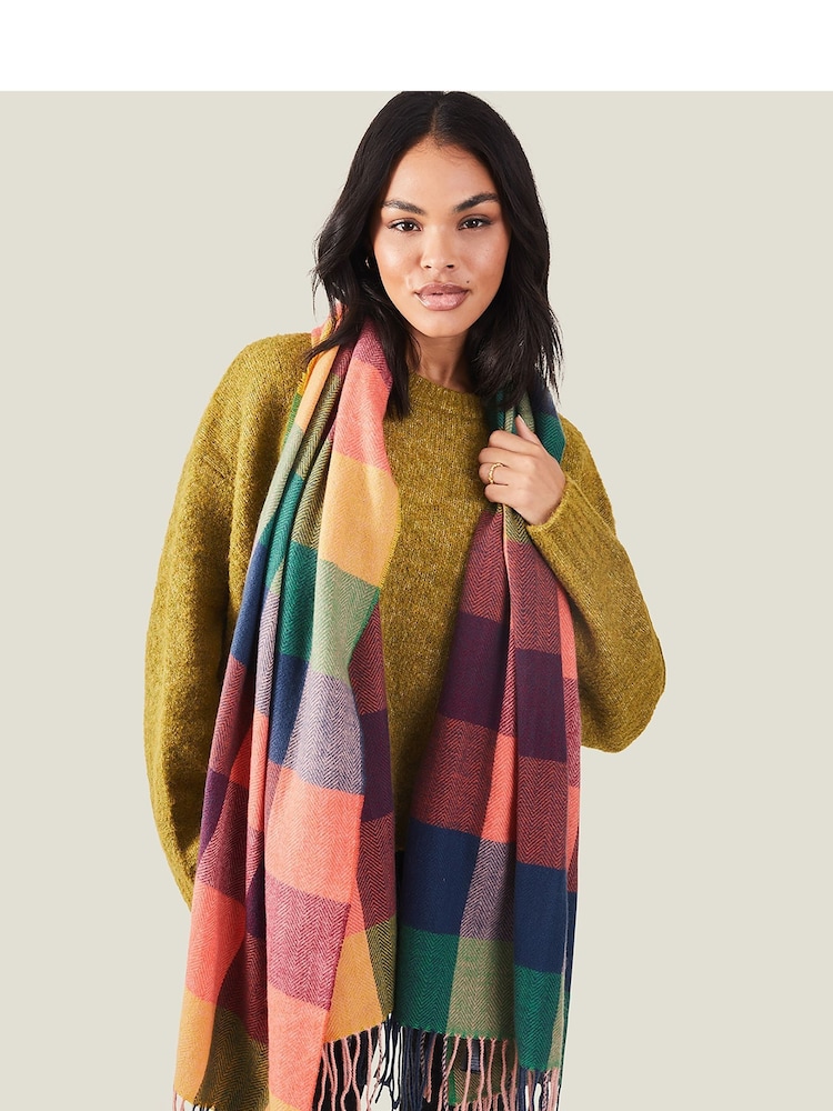 Accessorize Blue Aidie Check Print Scarf - Image 3 of 3