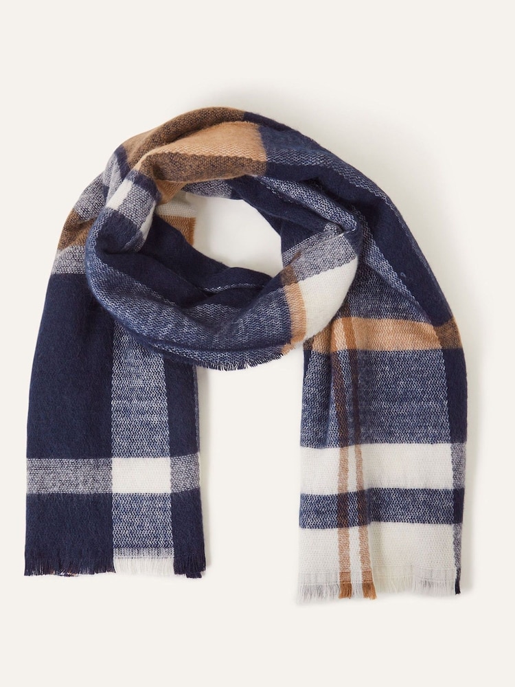 Accessorize Blue Check Blanket Scarf - Image 5 of 5 Accessorize Blue Check Blanket Scarf - Image 5 of 5