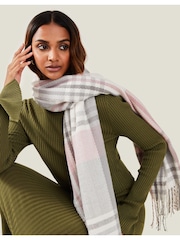 Accessorize White Pastel Check Blanket Scarf - Image 1 of 3