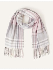 Accessorize White Pastel Check Blanket Scarf - Image 2 of 3