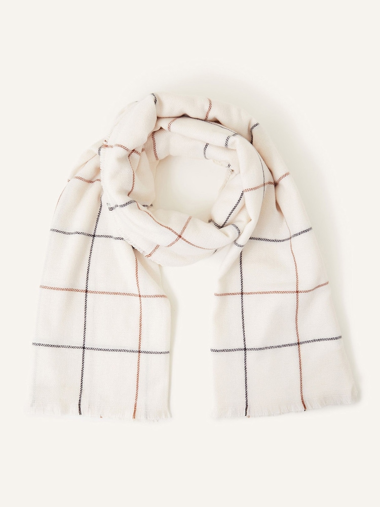 Accessorize White Carter Check Print Scarf - Image 1 of 3